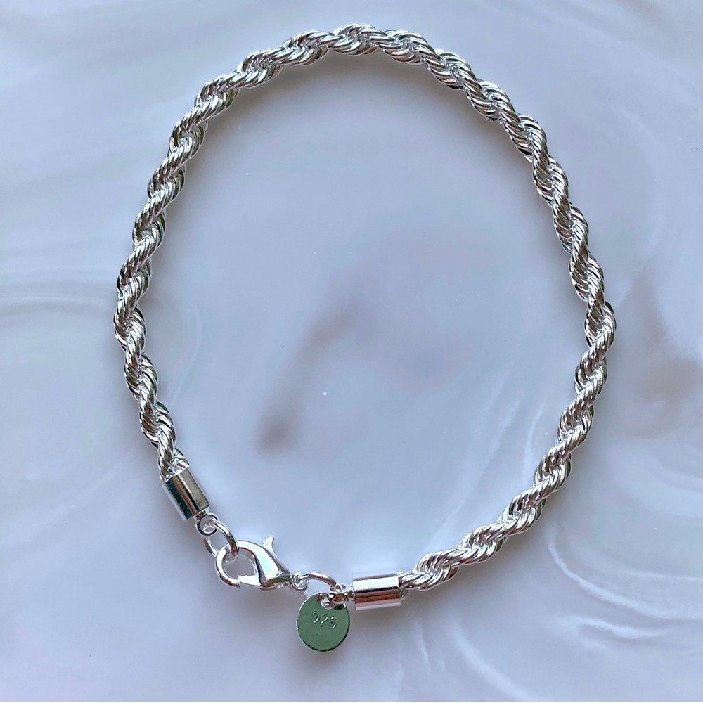 Sterling Silver 4mm Rope Bracelet - Picture 2 of 3